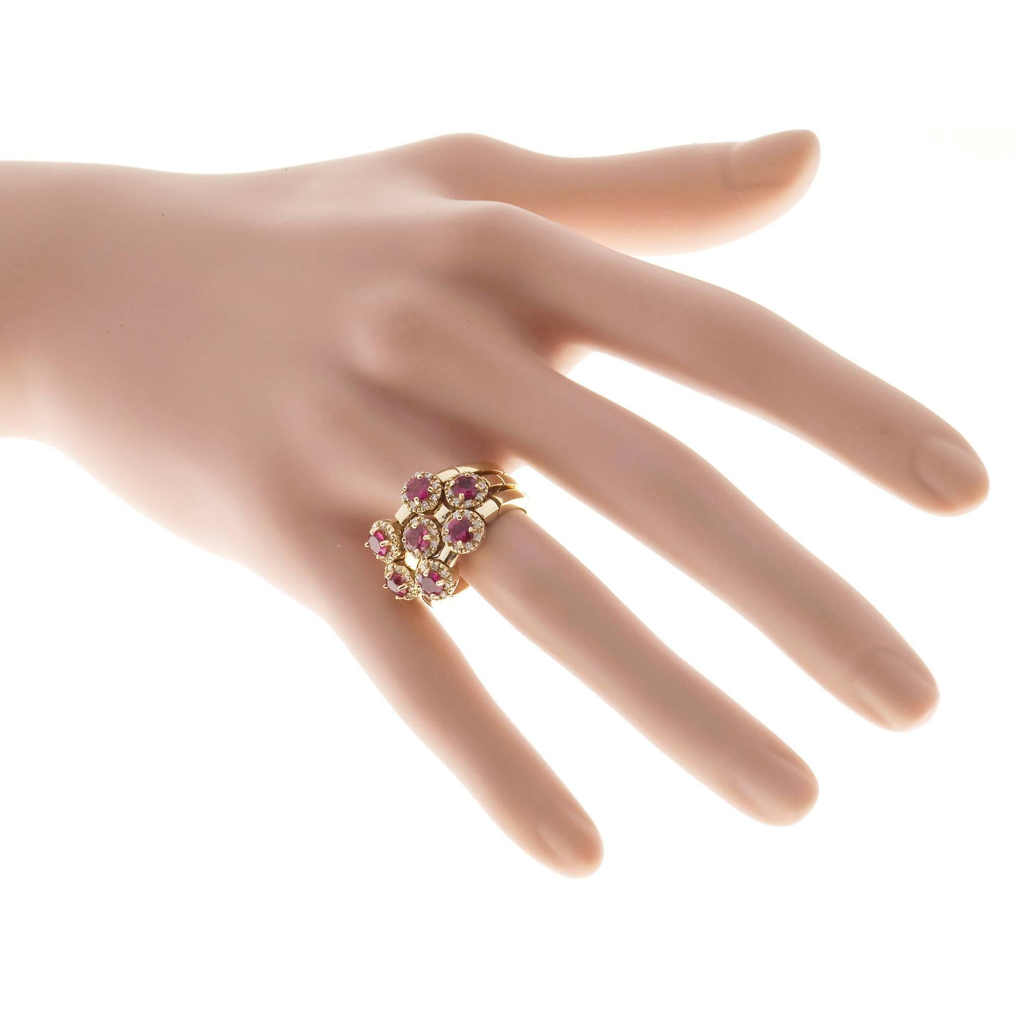 Women's Sonia B Red Rubellite Diamond Gold Flex Ring