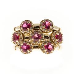 Sonia B Red Rubellite Diamond Gold Flex Ring