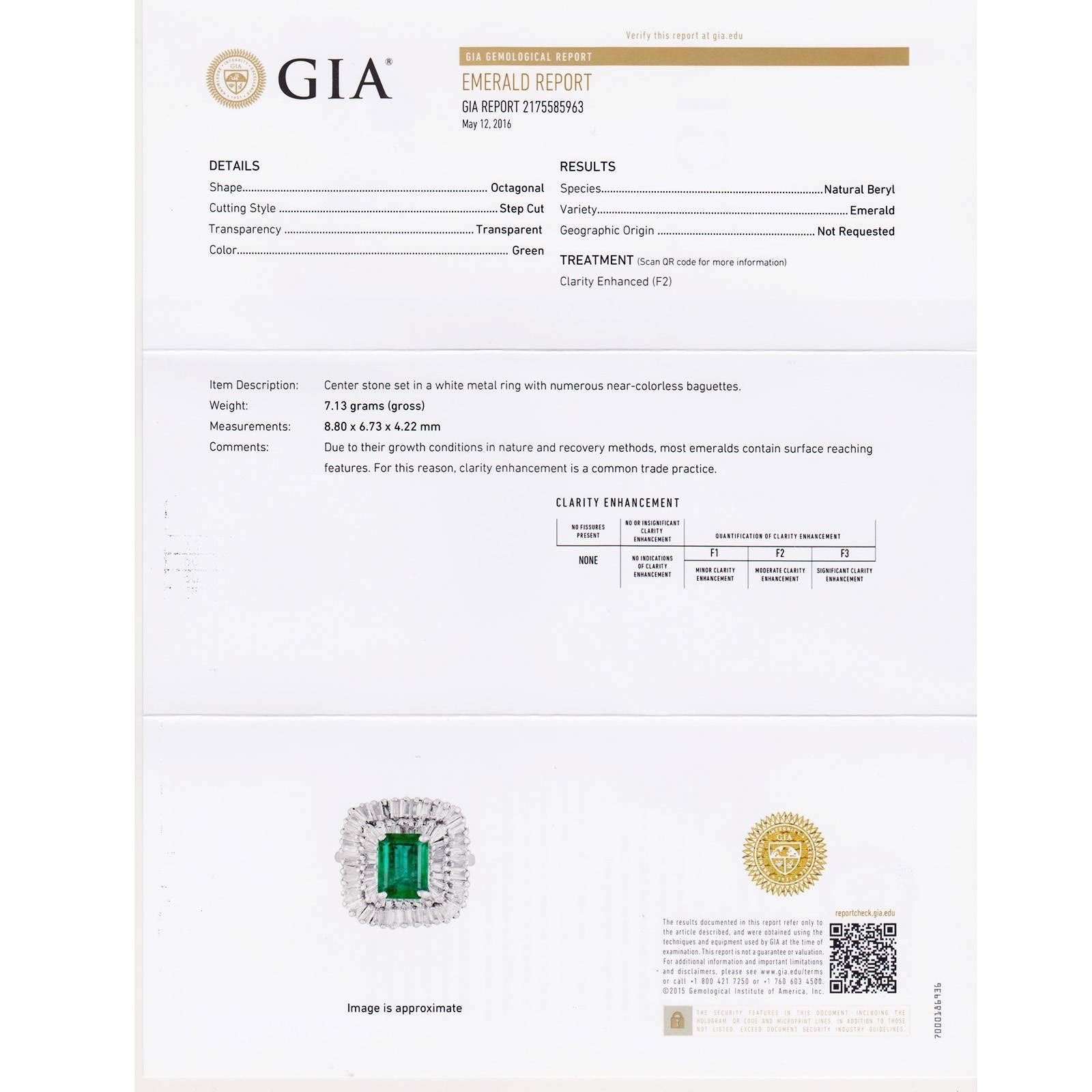 2.31 Carat GIA Cert Emerald Diamond Gold Ballerina Ring 2
