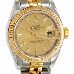 Rolex Ladies Gold Steel Datejust Wristwatch Ref 179173