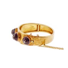 Victorian Garnet Diamond Gold Hinged Bangle Bracelet