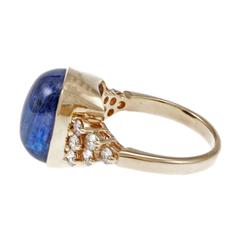 Blue Purple Tanzanite Diamond Gold Engagement Ring