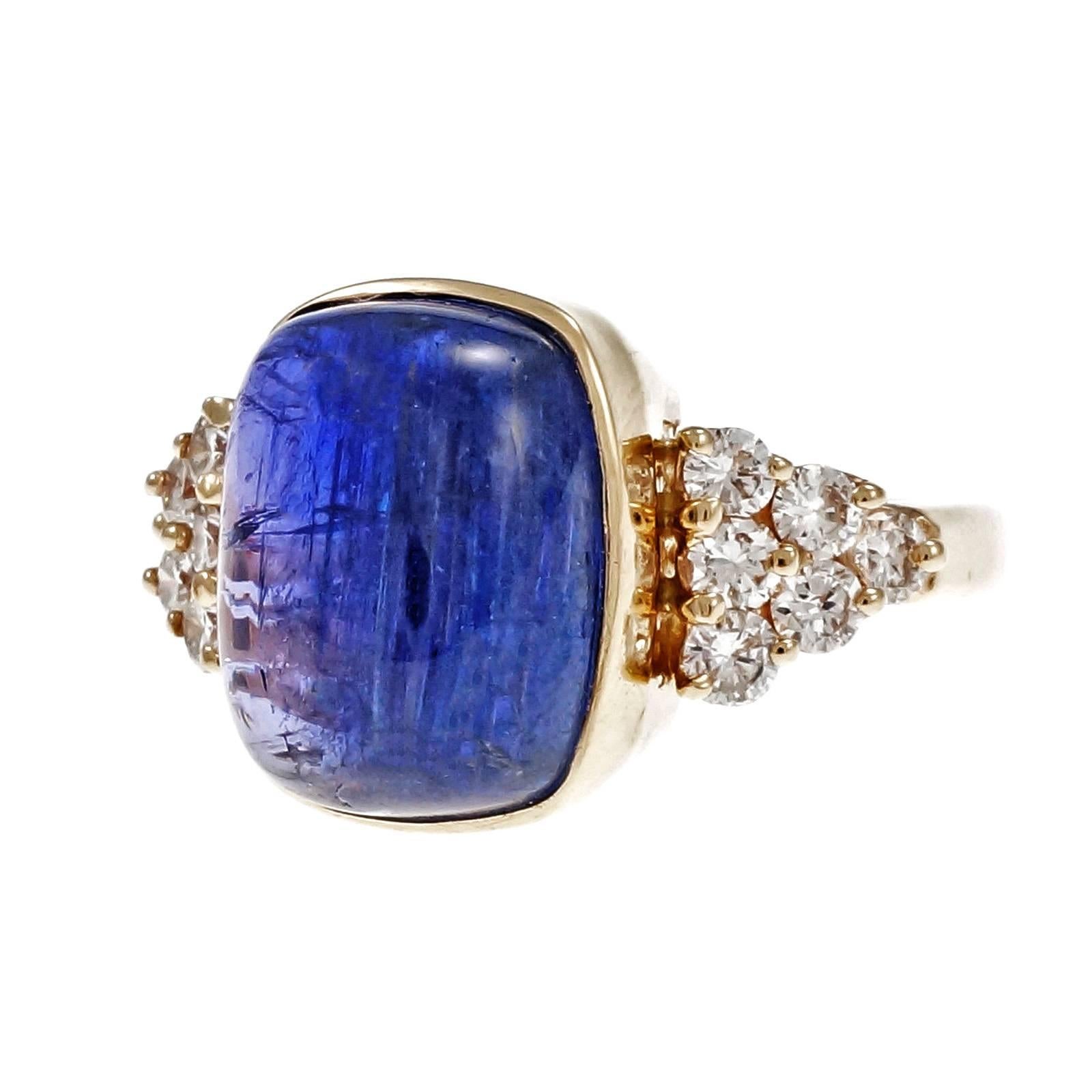 Women's Blue Purple Tanzanite Diamond Gold Engagement Ring