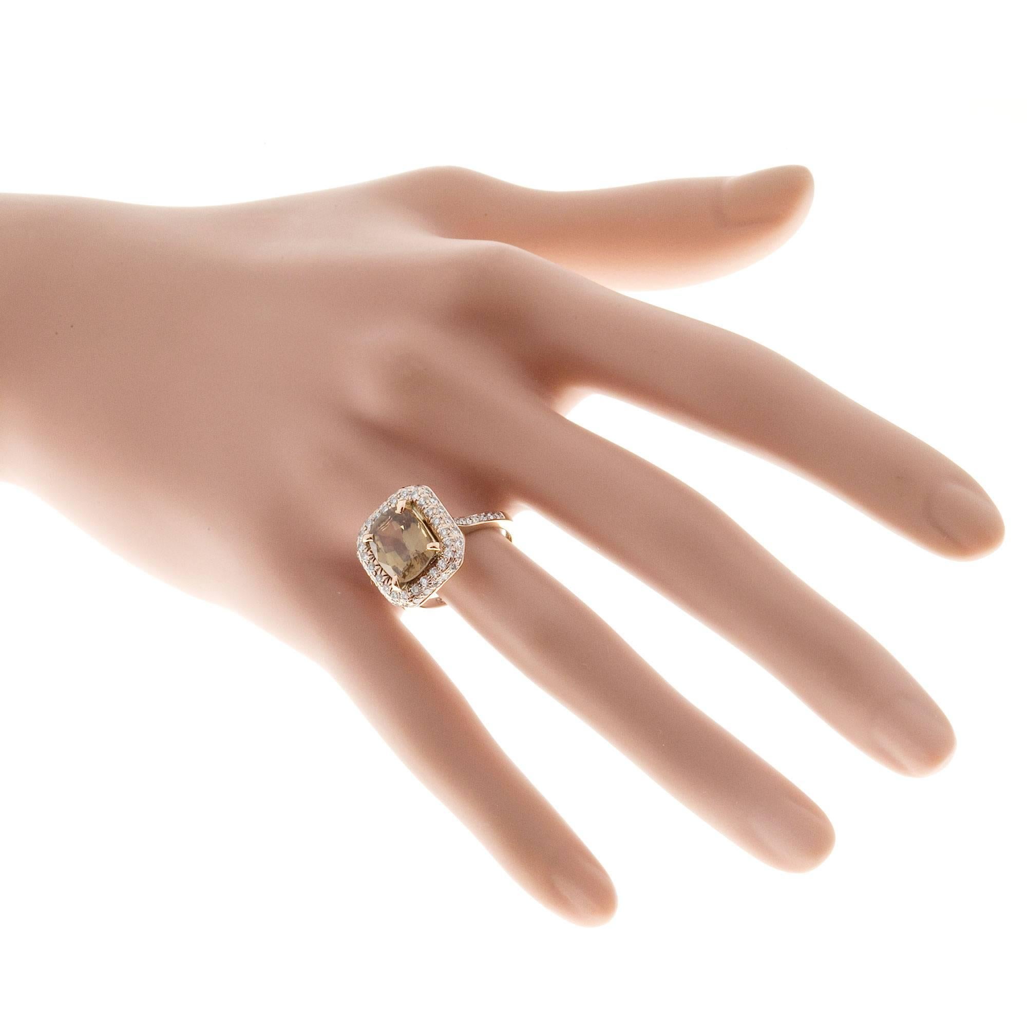 Women's Brown Sapphire Diamond Gold Engagement Ring