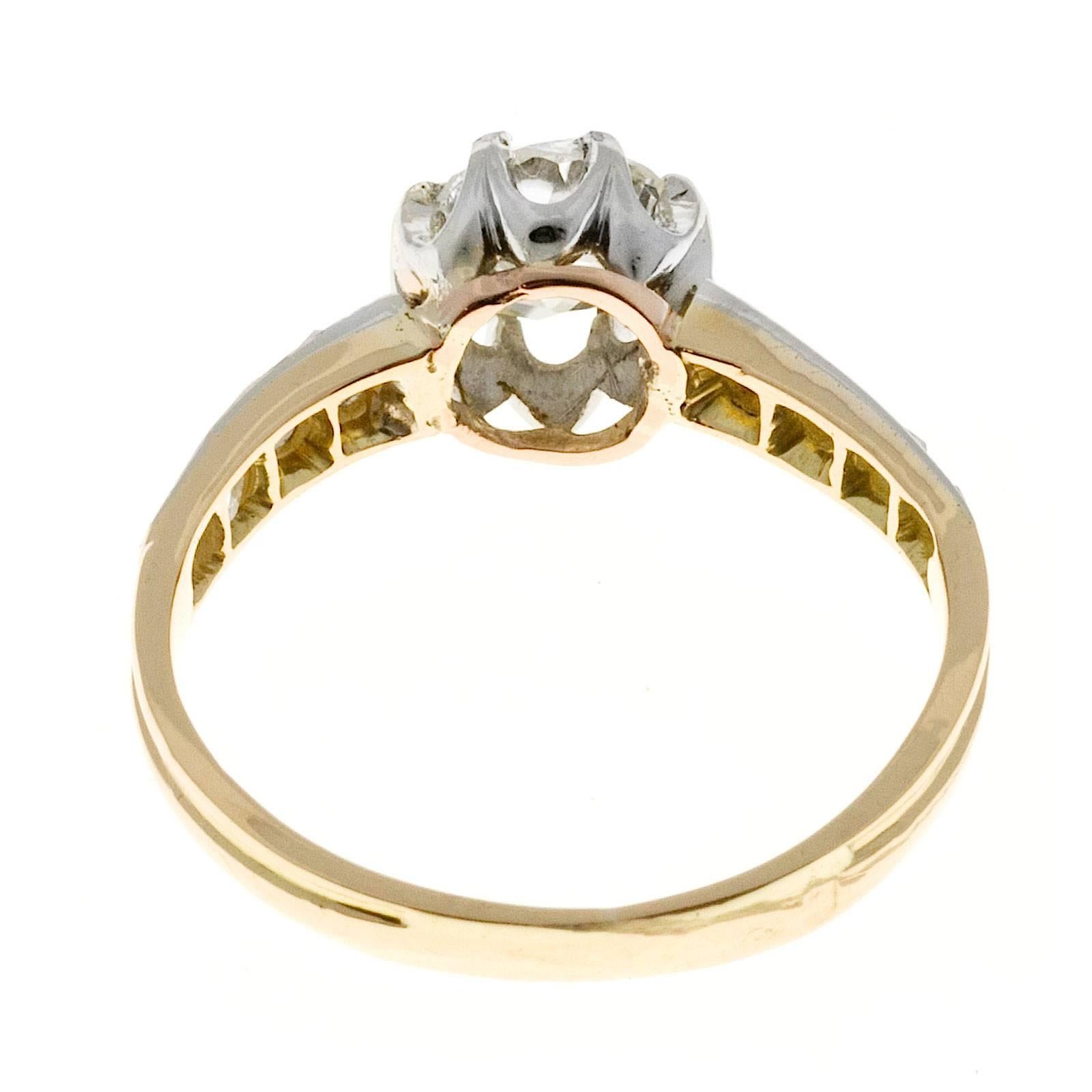Victorian Cushion Cut Diamond Gold Platinum Engagement Ring  1