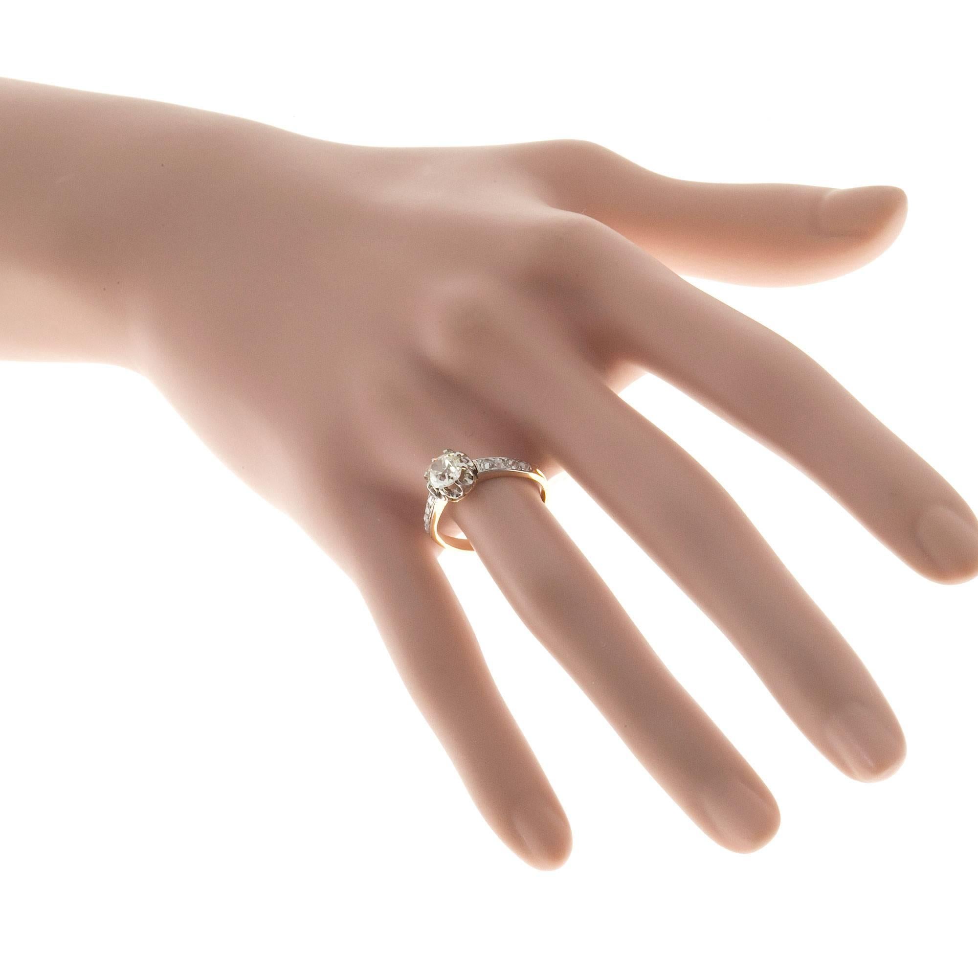 Victorian Cushion Cut Diamond Gold Platinum Engagement Ring  2