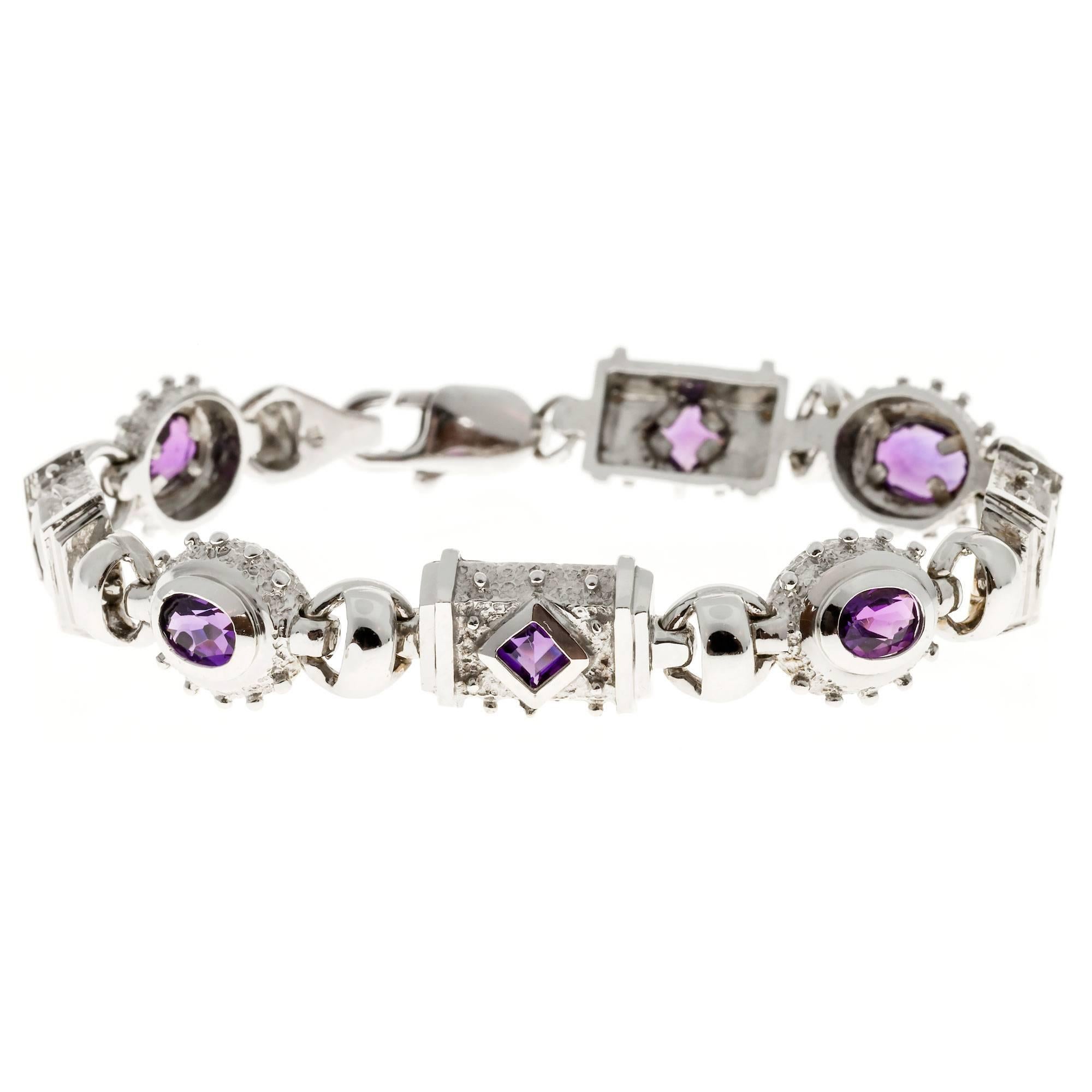 RENE BOIVIN Amethyst Gold Link Bracelet at 1stDibs