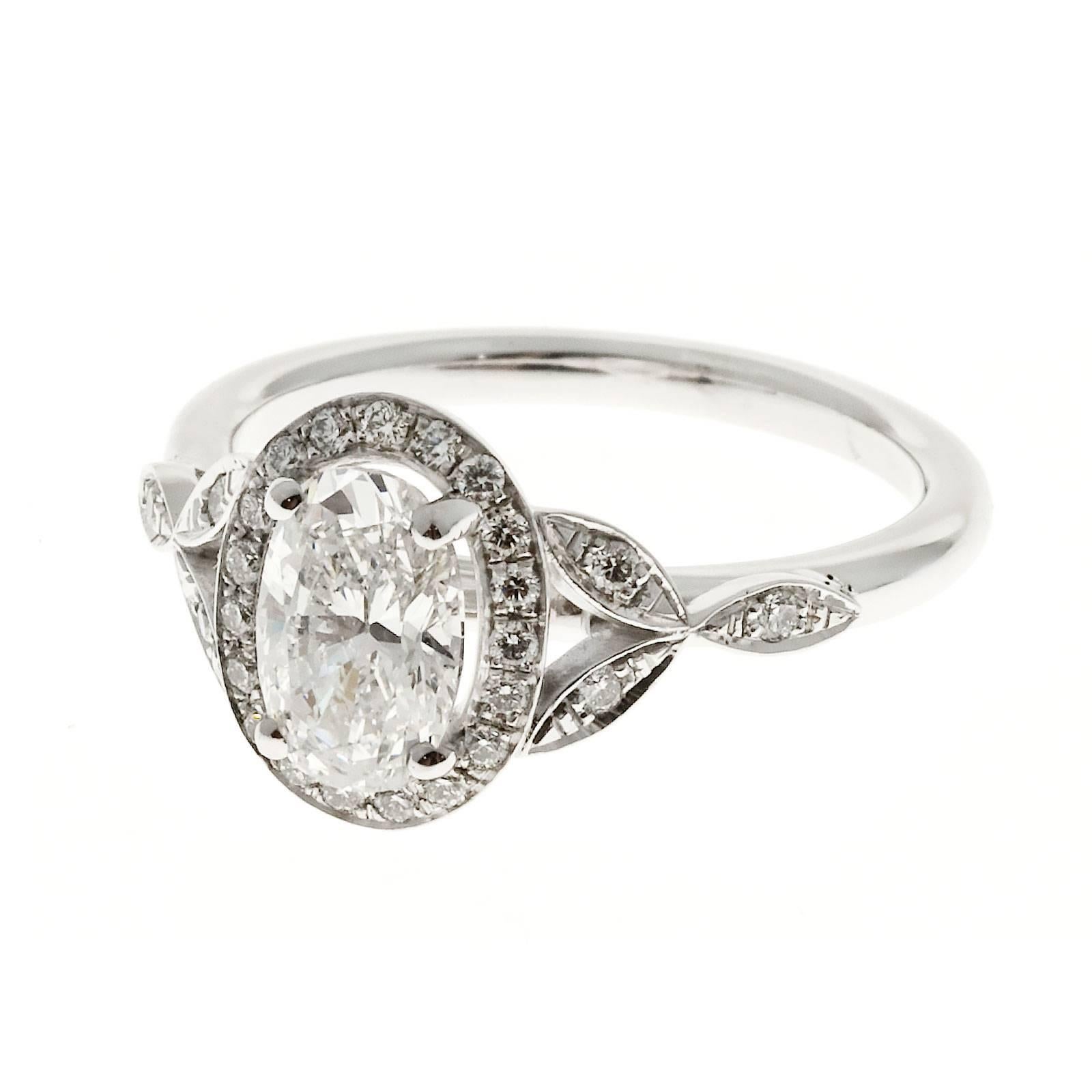 Women's Peter Suchy Oval Diamond Halo Platinum Engagement Ring