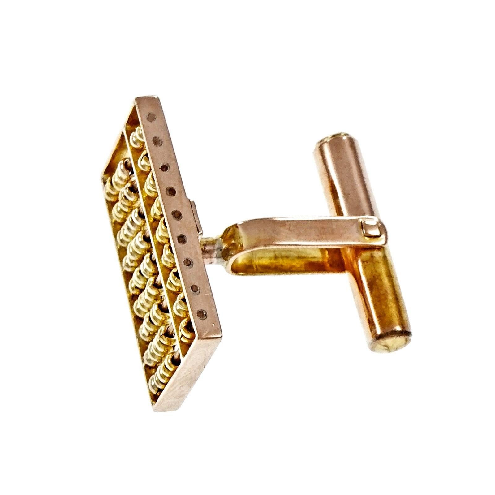Men's Abacus 3 Dimensional Movable Gold Cufflinks