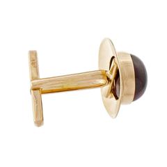 5.50 Carat Cabochon Garnet Gold Oval Cufflinks