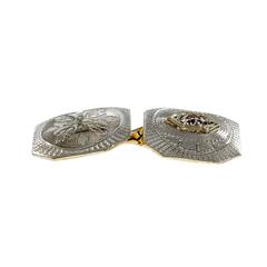 Diamond Engraved Platinum Gold Cufflinks