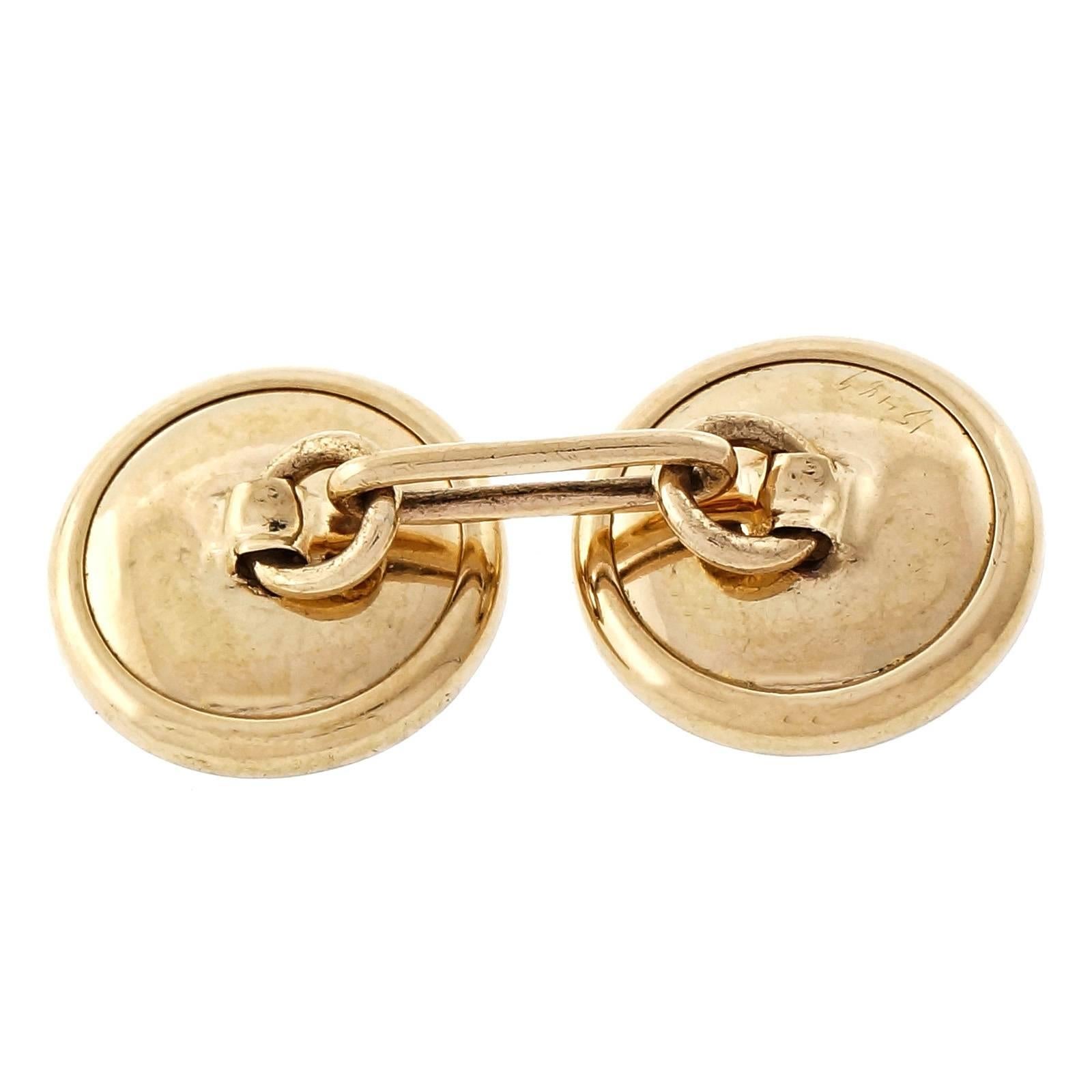 Mother of Pearl Diamond Gold Platinum Cufflinks  In Good Condition For Sale In Stamford, CT