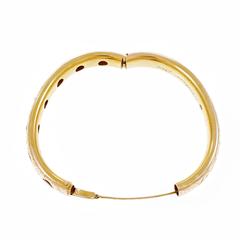 Garnet Engraved Gold Bangle Bracelet