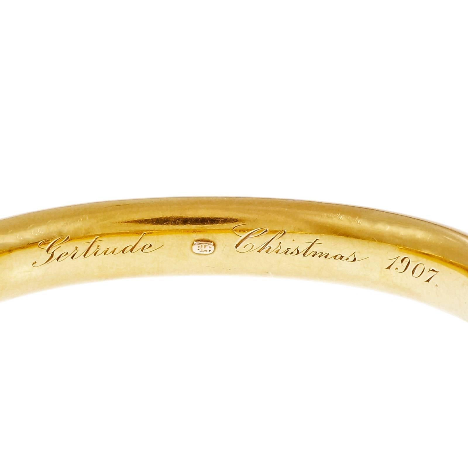 Women's Garnet Engraved Gold Bangle Bracelet