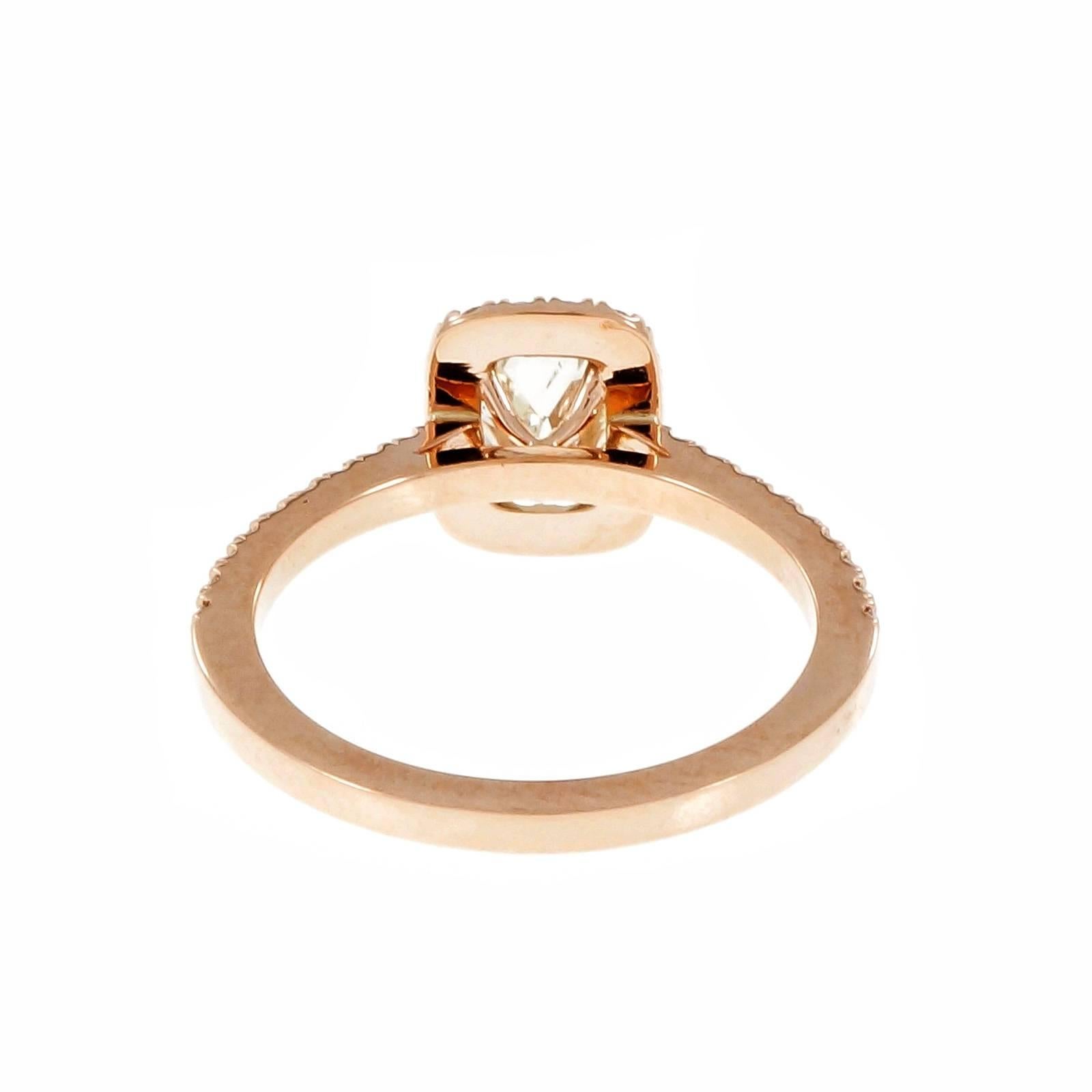 rose gold cushion cut halo engagement rings