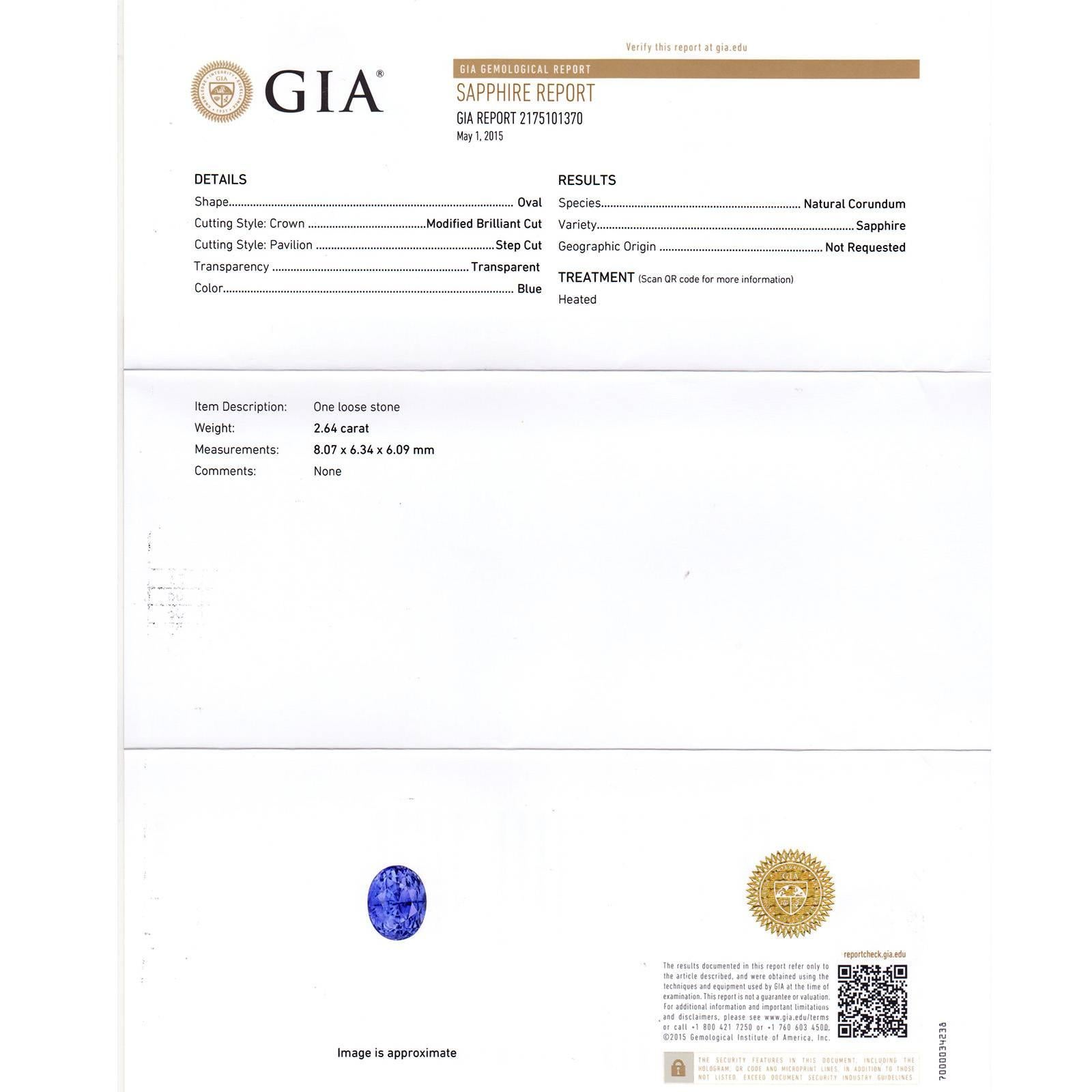 Gia Certified 2.64 Carat Oval Sapphire Diamond Gold Engagement Ring In Good Condition For Sale In Stamford, CT