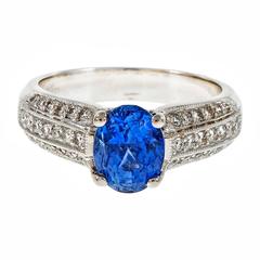 JA GIA Certified 2.64 Carat Oval Sapphire Diamond Gold Ring 6