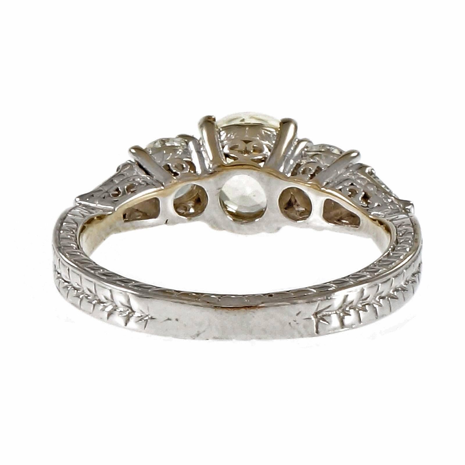 Women's Peter Suchy Natural Light Yellow Sapphire Diamond Engagement Ring 