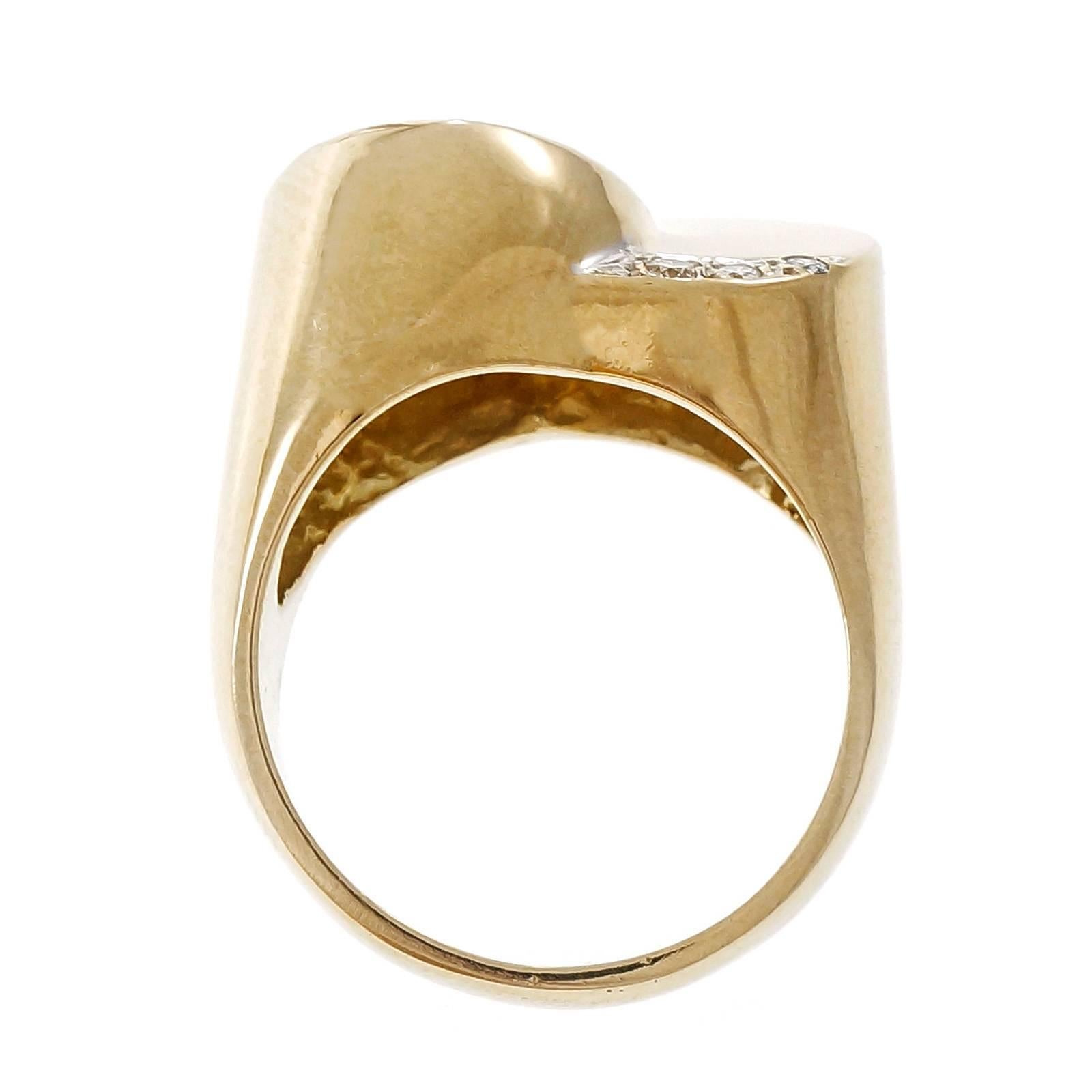 Women's Diamond Pave Dome Swirl Gold Cocktail Ring