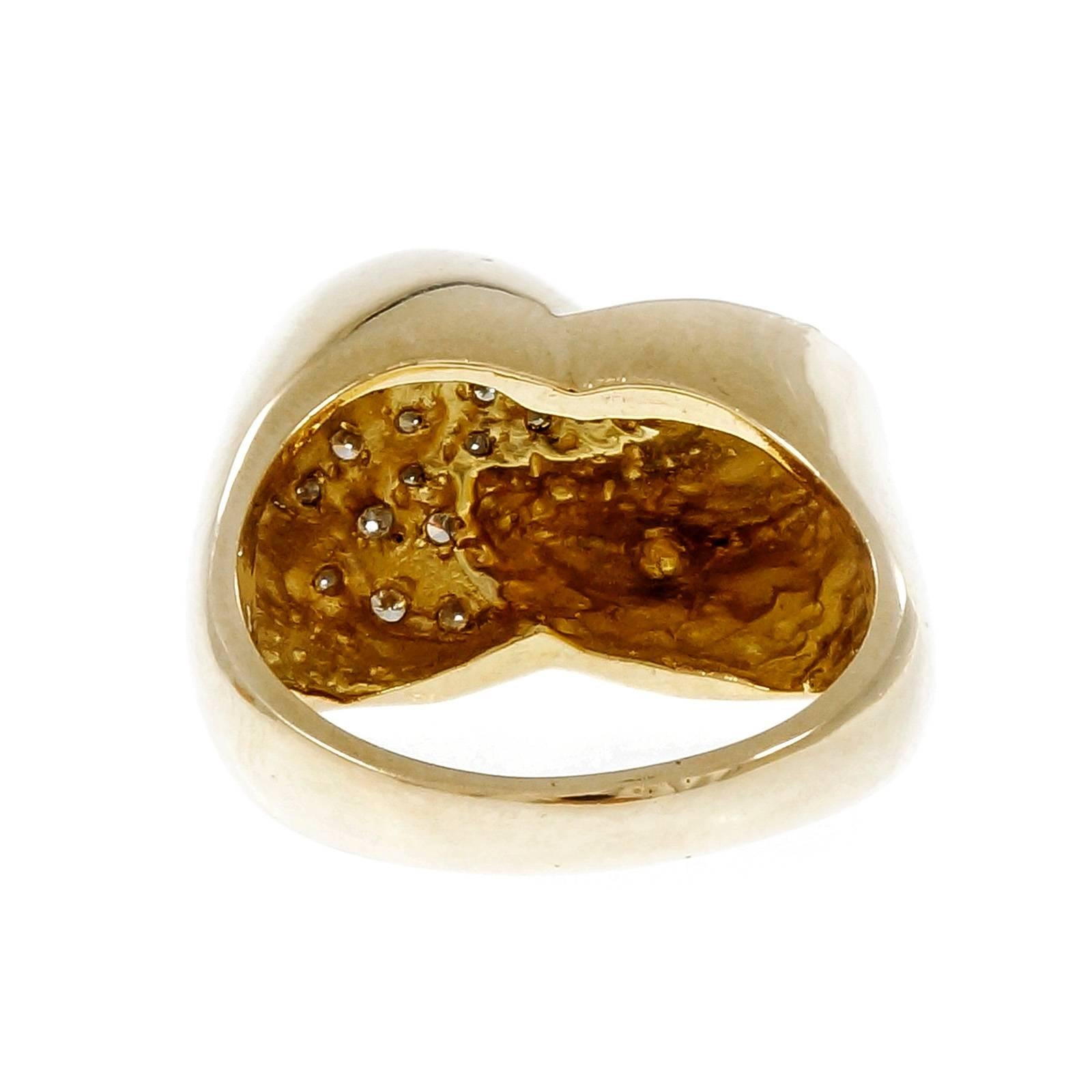 Diamond Pave Dome Swirl Gold Cocktail Ring 1