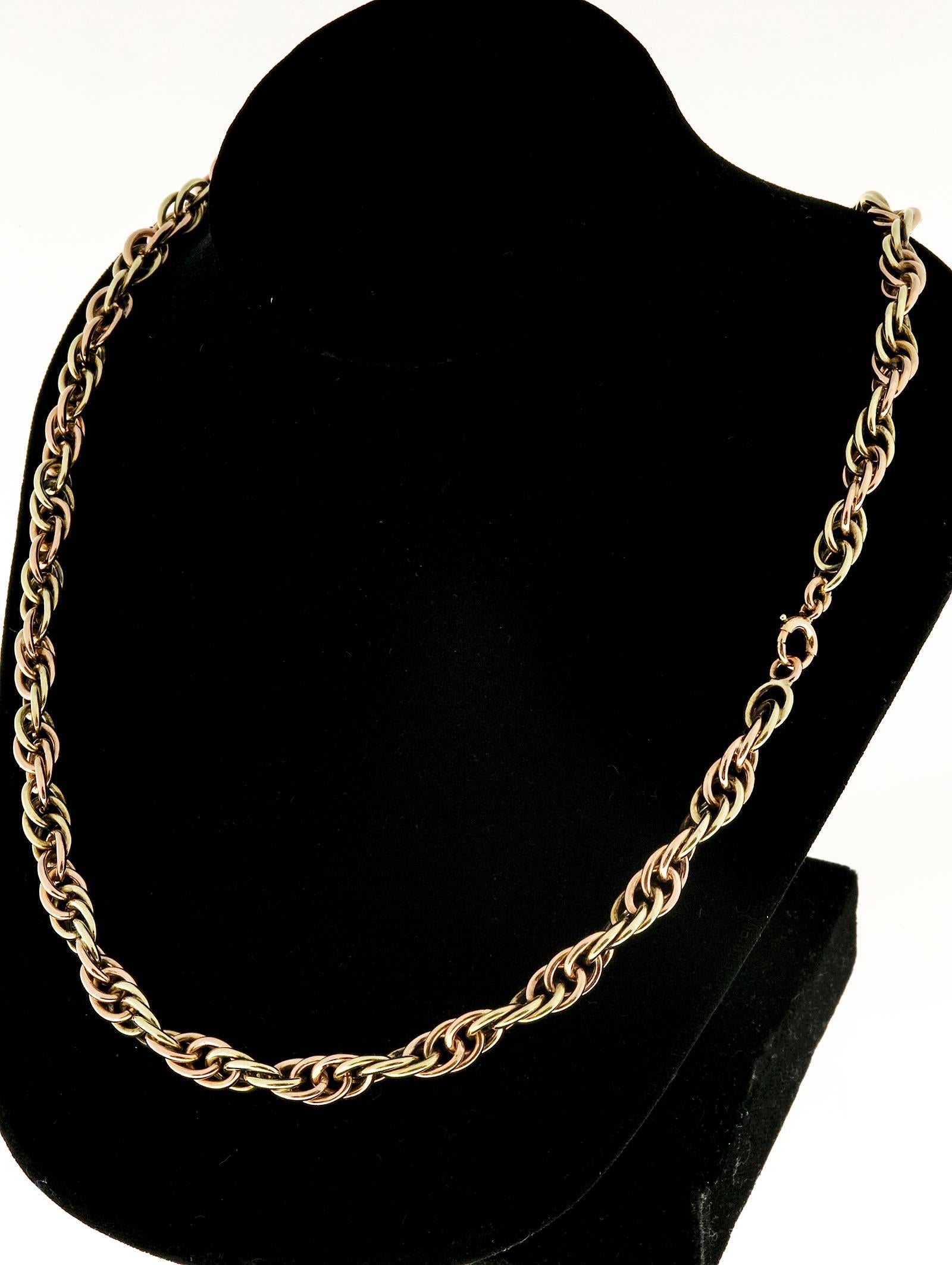 Women's Retro  Rose Gold Wire Link Bracelet Necklace