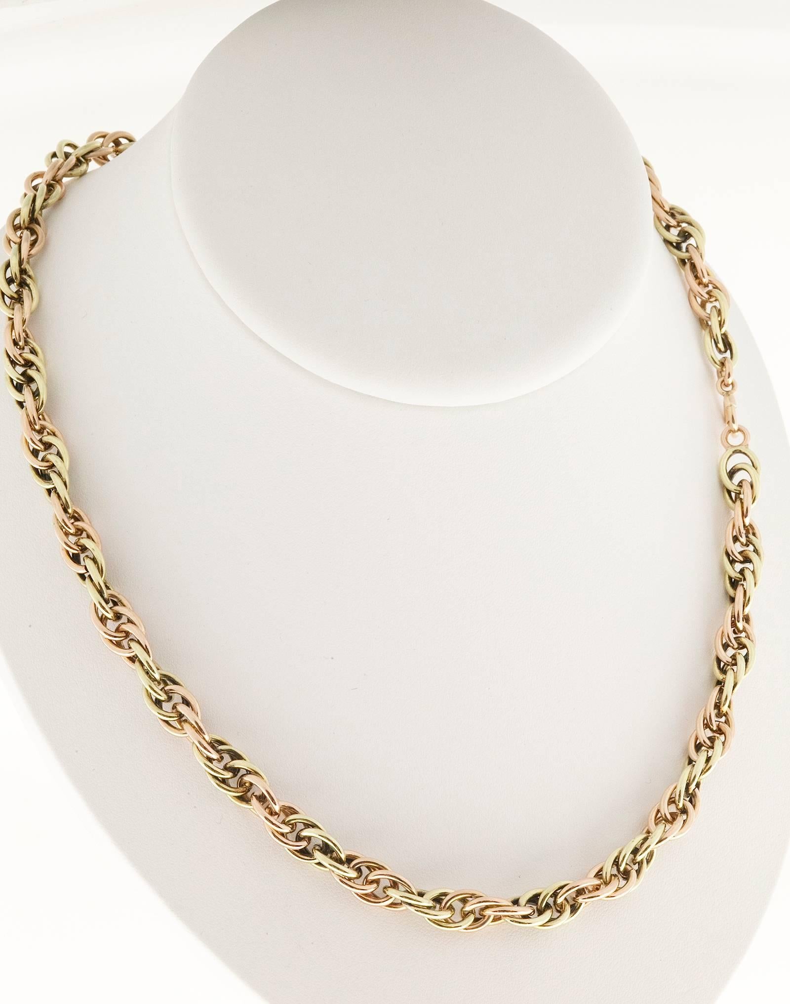 Retro  Rose Gold Wire Link Bracelet Necklace 1