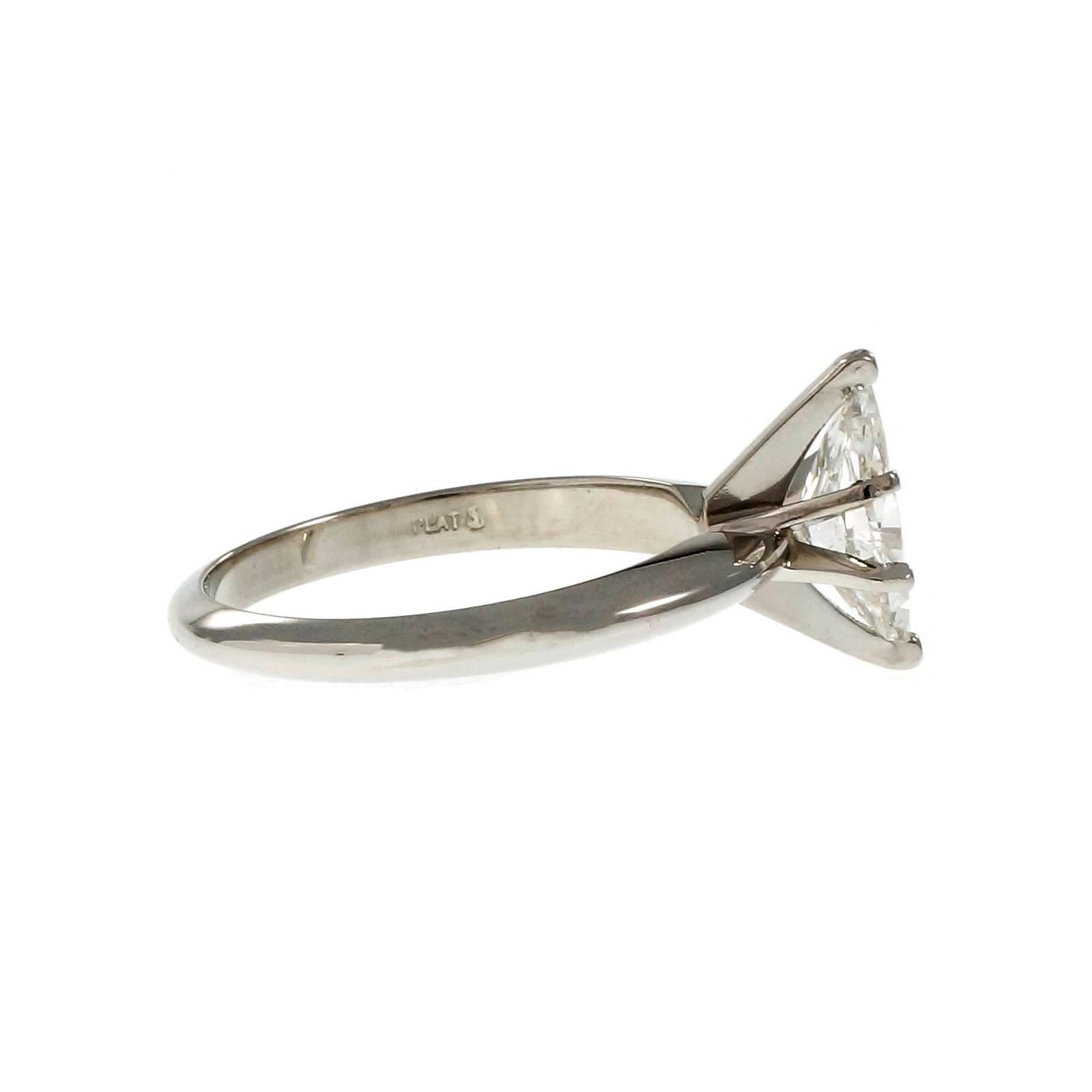 Marquise Cut Peter Suchy .99 Carat Marquise Diamond Solitaire Platinum Engagement Ring