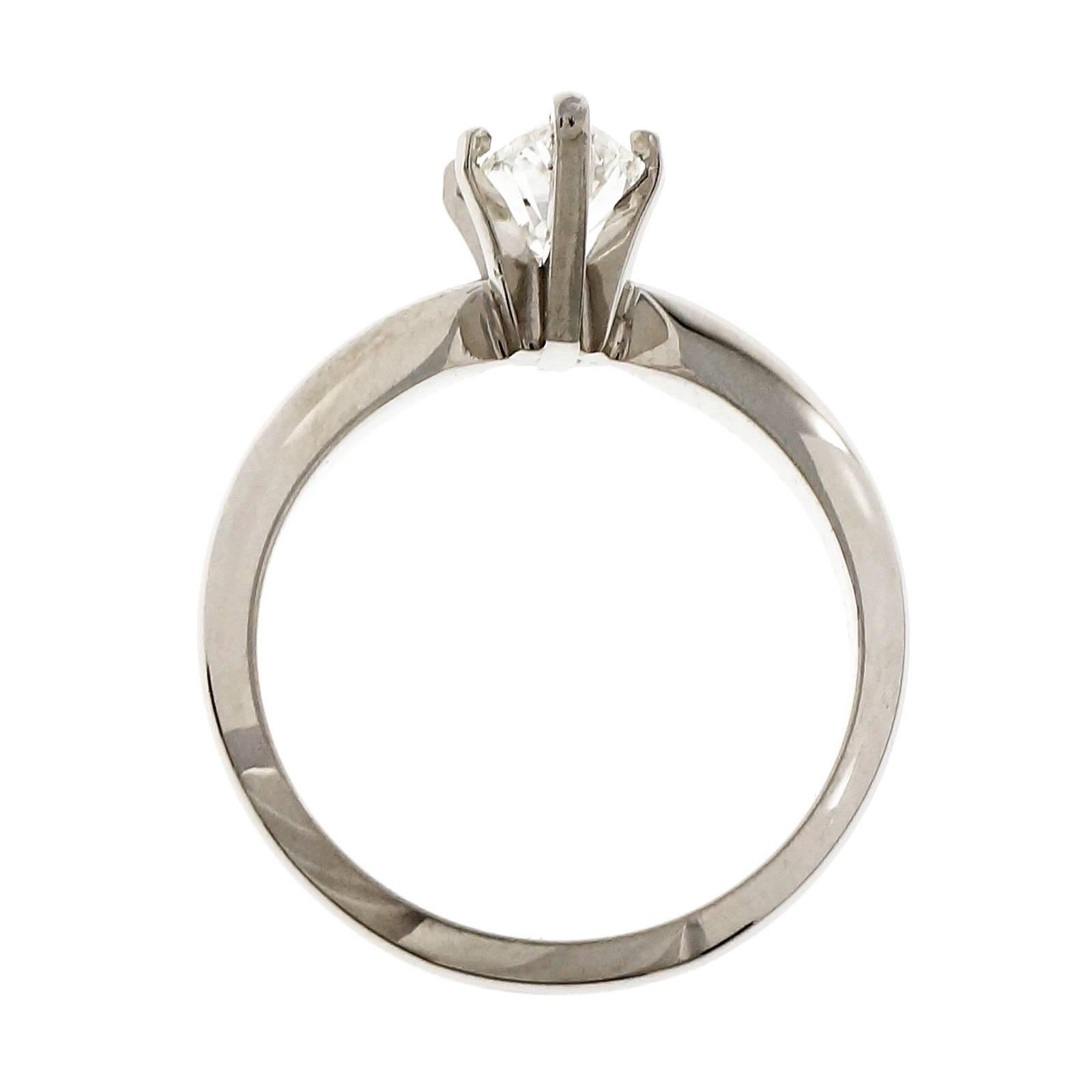 Women's Peter Suchy .99 Carat Marquise Diamond Solitaire Platinum Engagement Ring