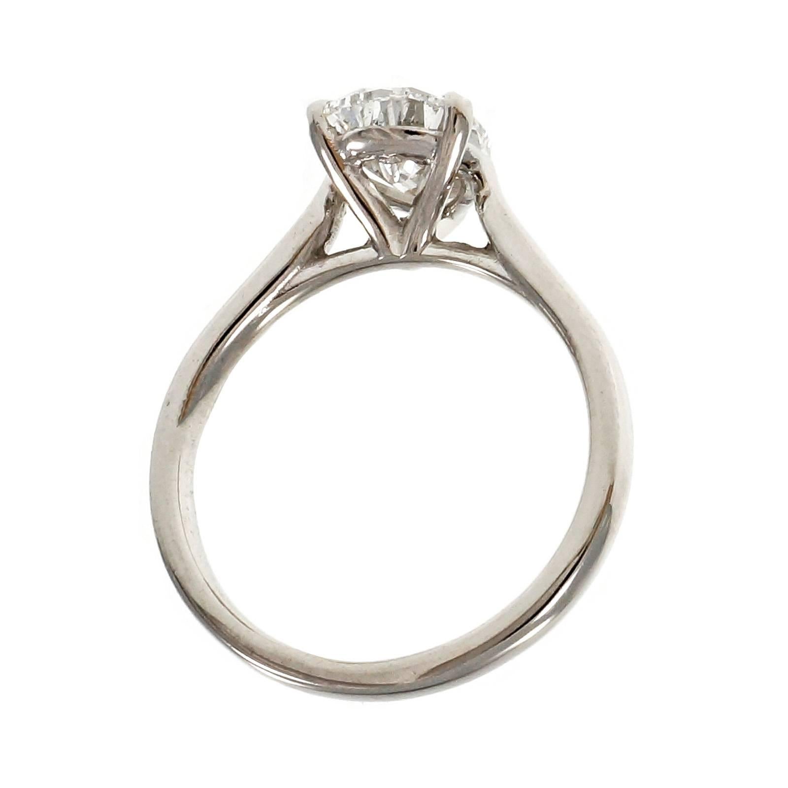 Women's Peter Suchy Teardrop Pear Shape Diamond Platinum Solitaire Engagement Ring