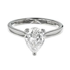 Peter Suchy Pear Shape Diamond Platinum Solitaire Engagement Ring 2