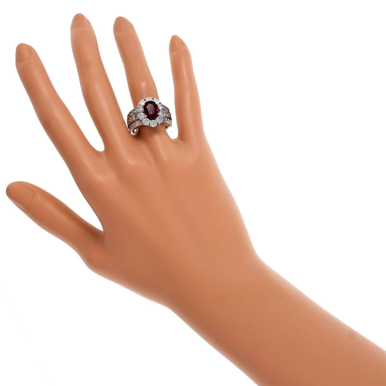 Women's Hammerman Brothers Ruby Diamond Platinum Engagement Ring