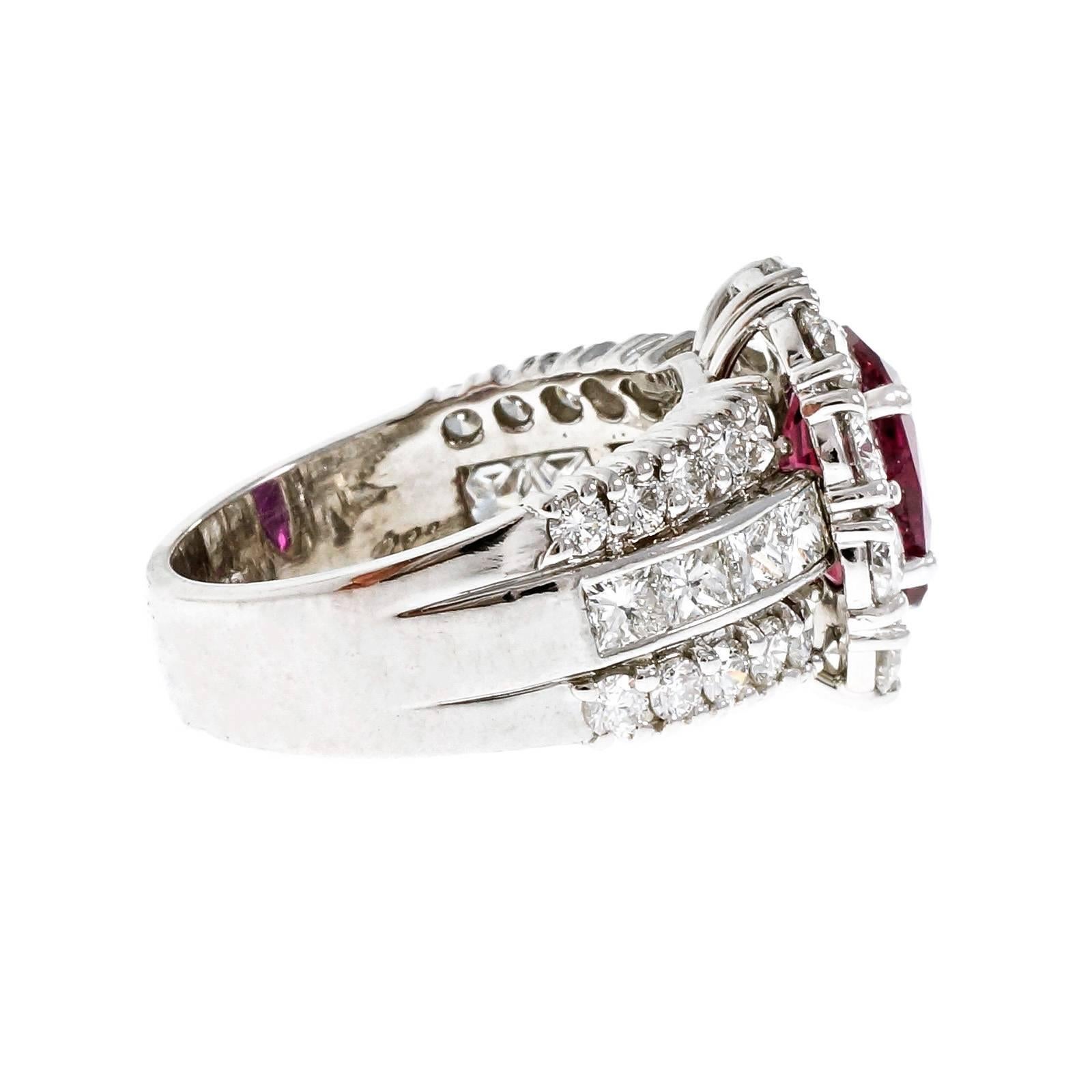 Hammerman Brothers Ruby Diamond Platinum Engagement Ring In Good Condition In Stamford, CT