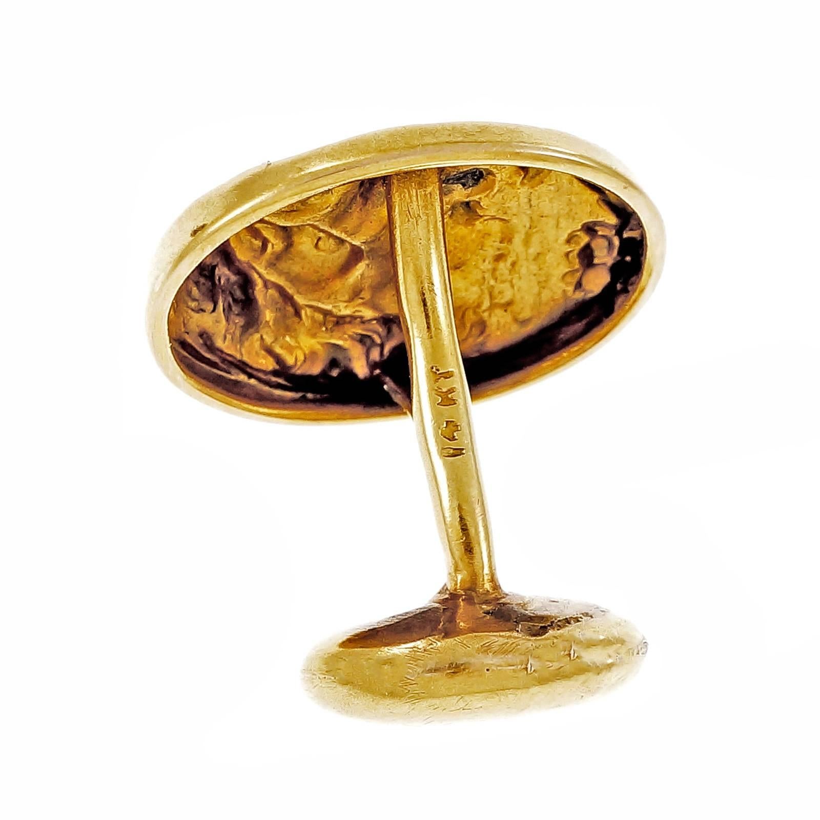 Men's Art Nouveau Female Profile Gold Cufflinks