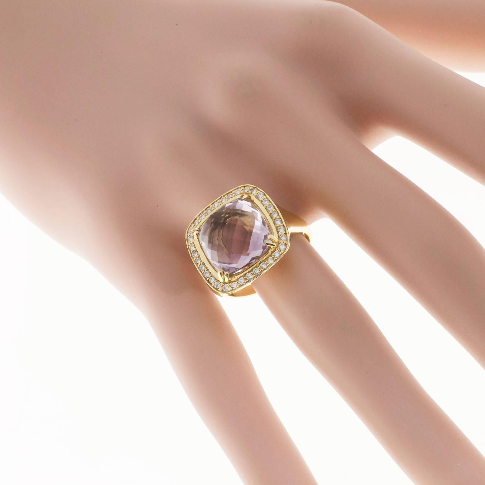 Cushion Smokey Quartz Diamond Halo Gold Cocktail Ring 3