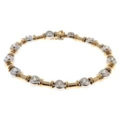 Diamond Two Tone Yellow White Gold Hinged Bracelet