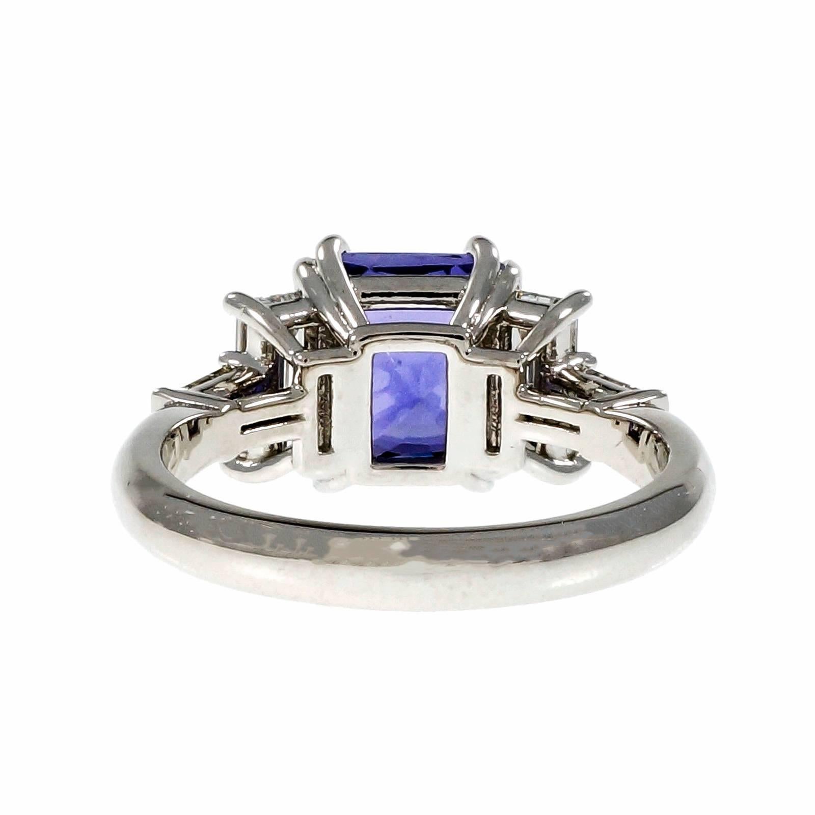 Peter Suchy Violet Natural Sapphire Platinum Engagement Ring  In Good Condition In Stamford, CT