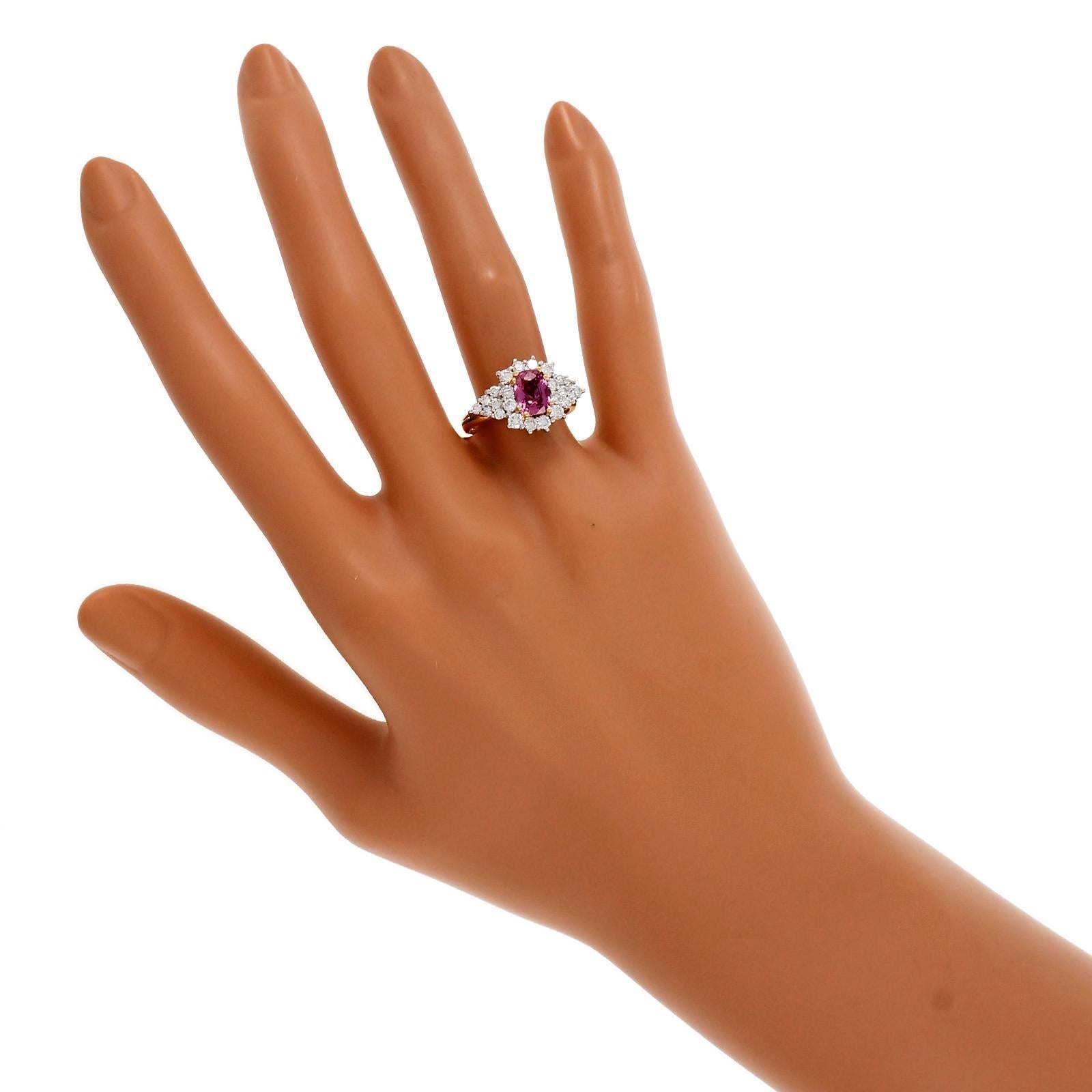 Natural Hot Pink Sapphire Diamond Gold Platinum Cocktail Engagement Ring 1