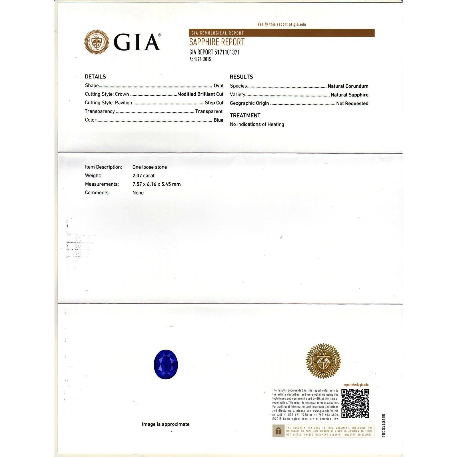 Natalie K, bague de fiançailles halo en platine avec saphir ovale de 2,07 carats certifié GIA et diamants  Bon état - En vente à Stamford, CT