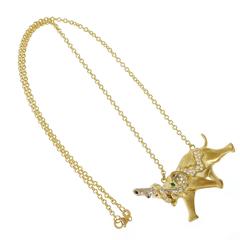.75 Carat Emerald Diamond Gold Elephant Pendant Necklace