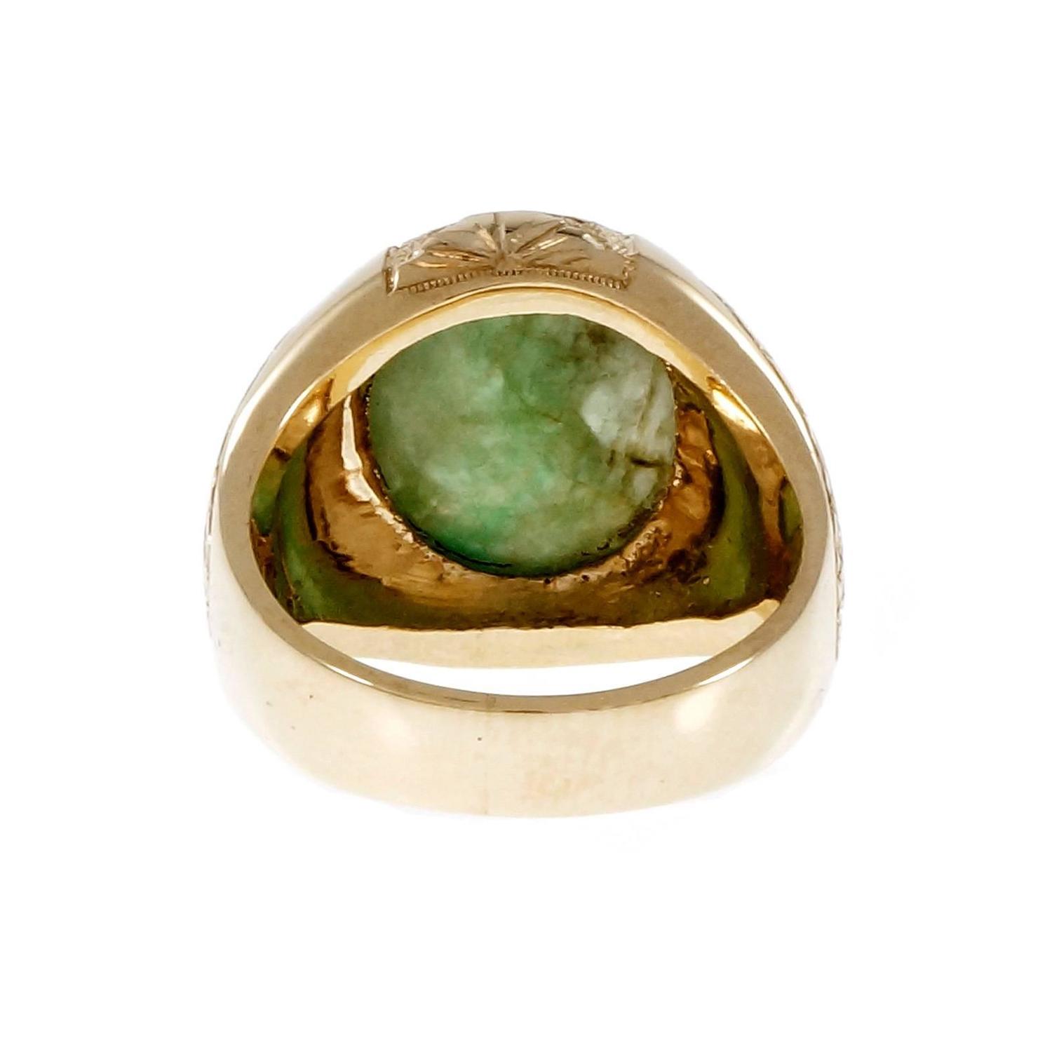 Men’s Natural Jadeite Jade Gold Ring at 1stdibs