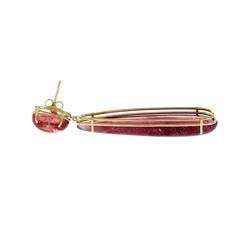 Peter Suchy Pink Tourmaline Gold Dangle Earrings