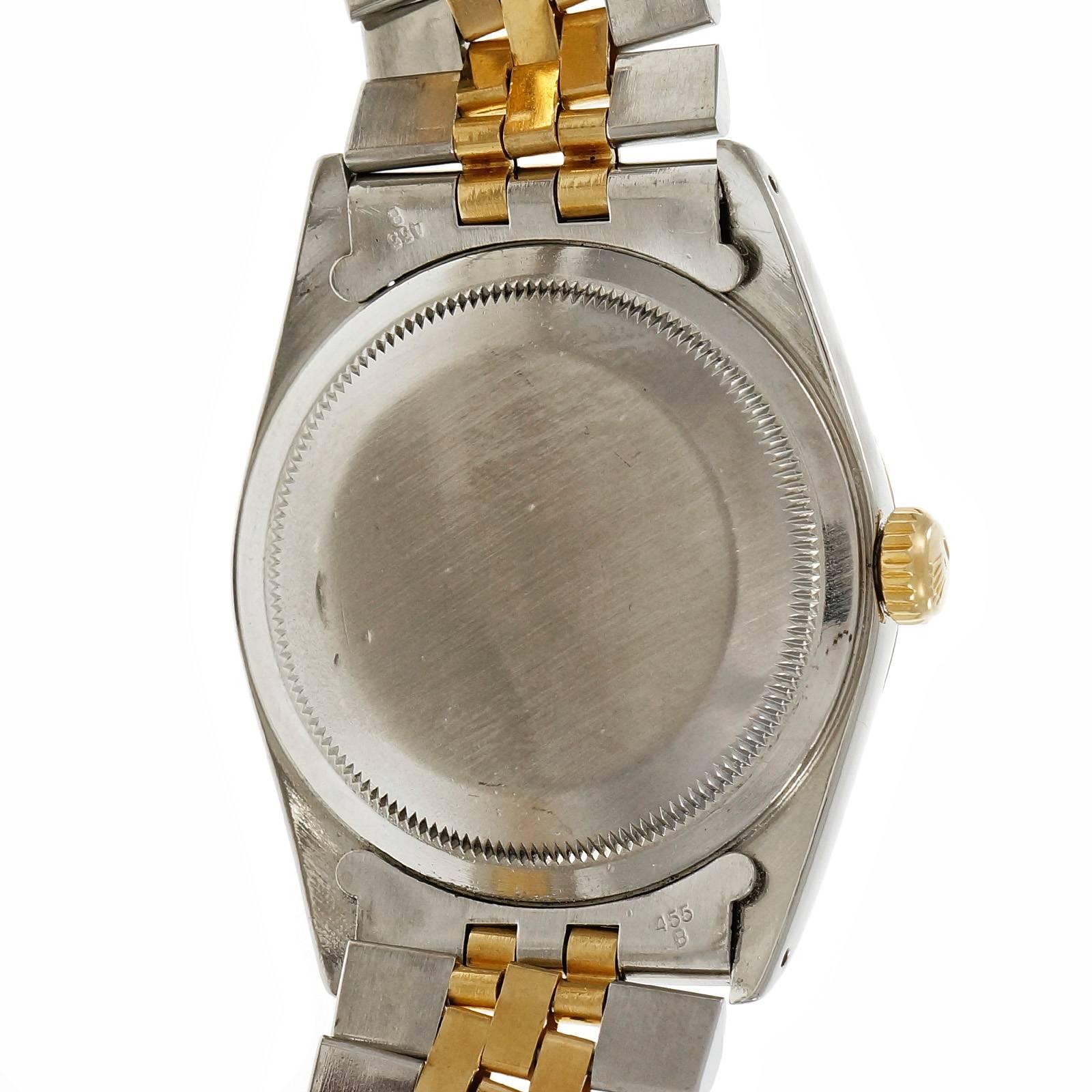 Rolex Gold Steel Automatic Datejust Jubilee Band Wristwatch ref16233 In Good Condition In Stamford, CT