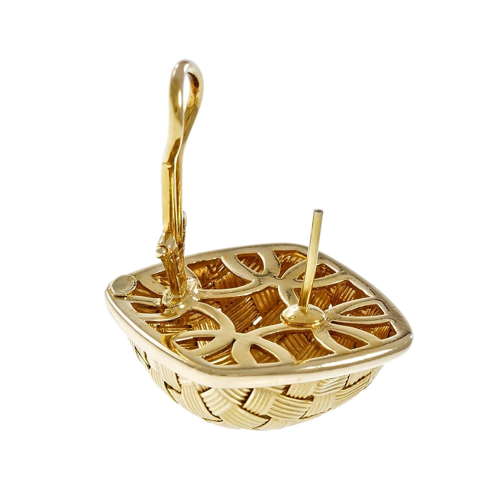 gold basket earrings