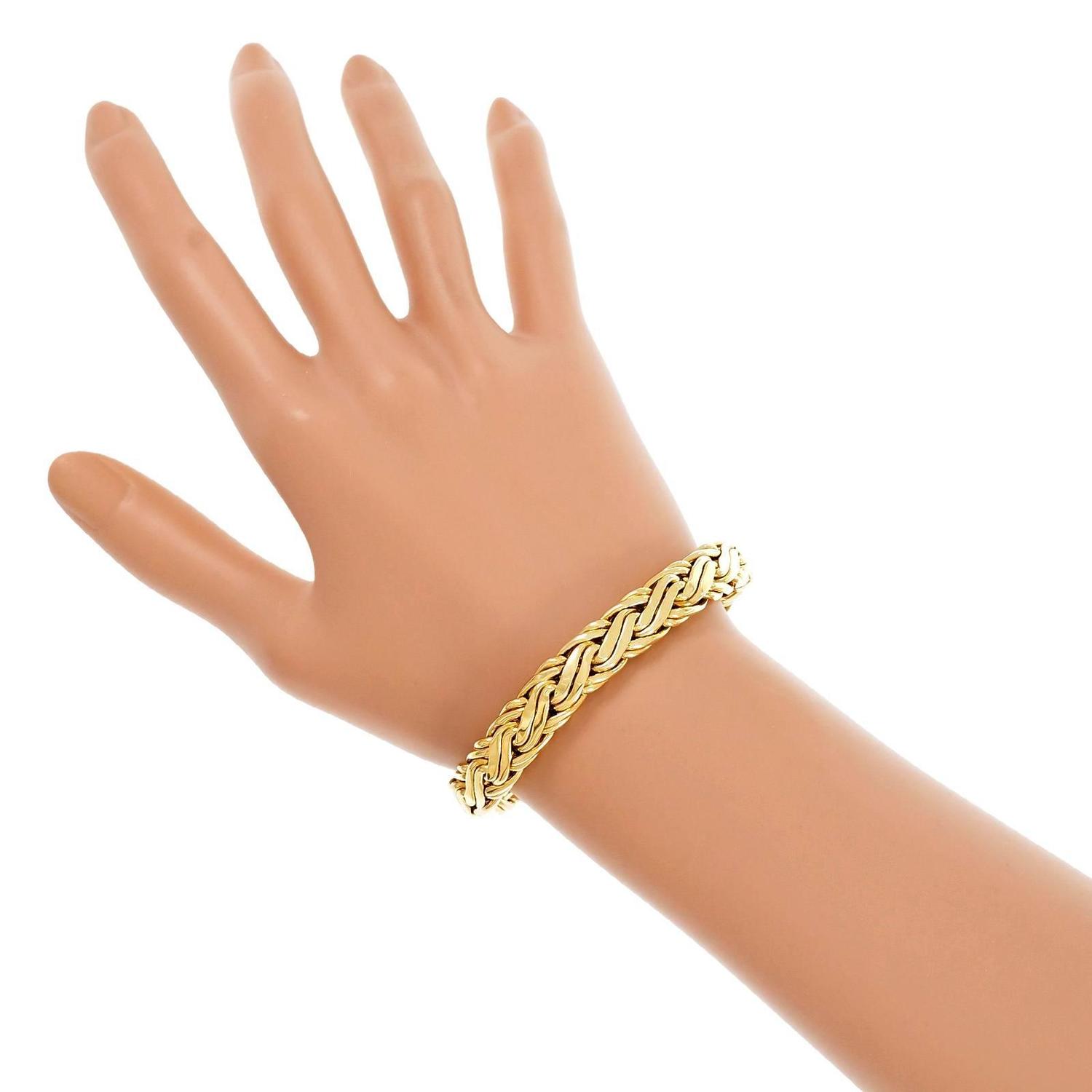 Tiffany and Co Gold Basket Weave Bracelet For Sale at 1stdibs