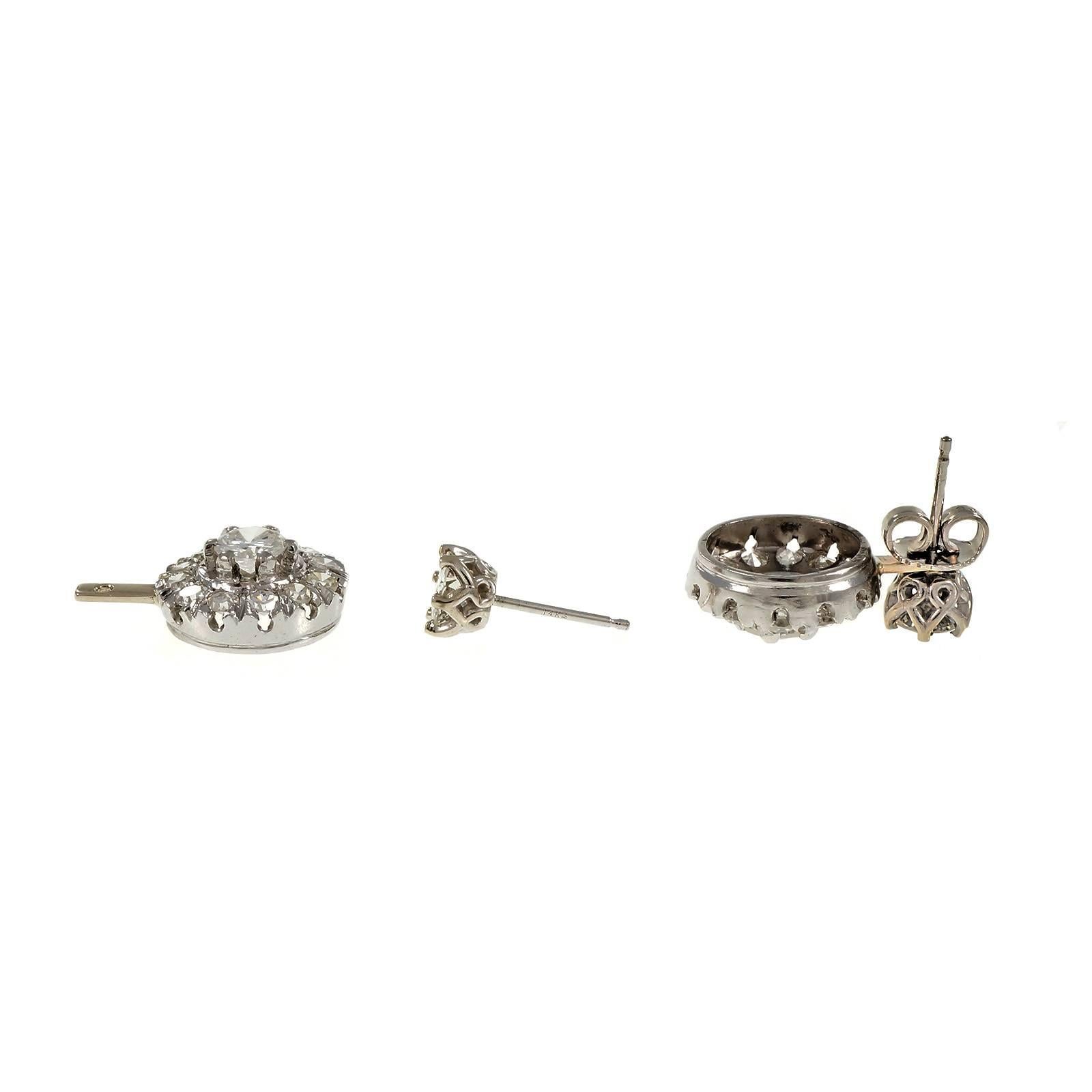Diamond Dangle Mid-Century Gold Earrings  1