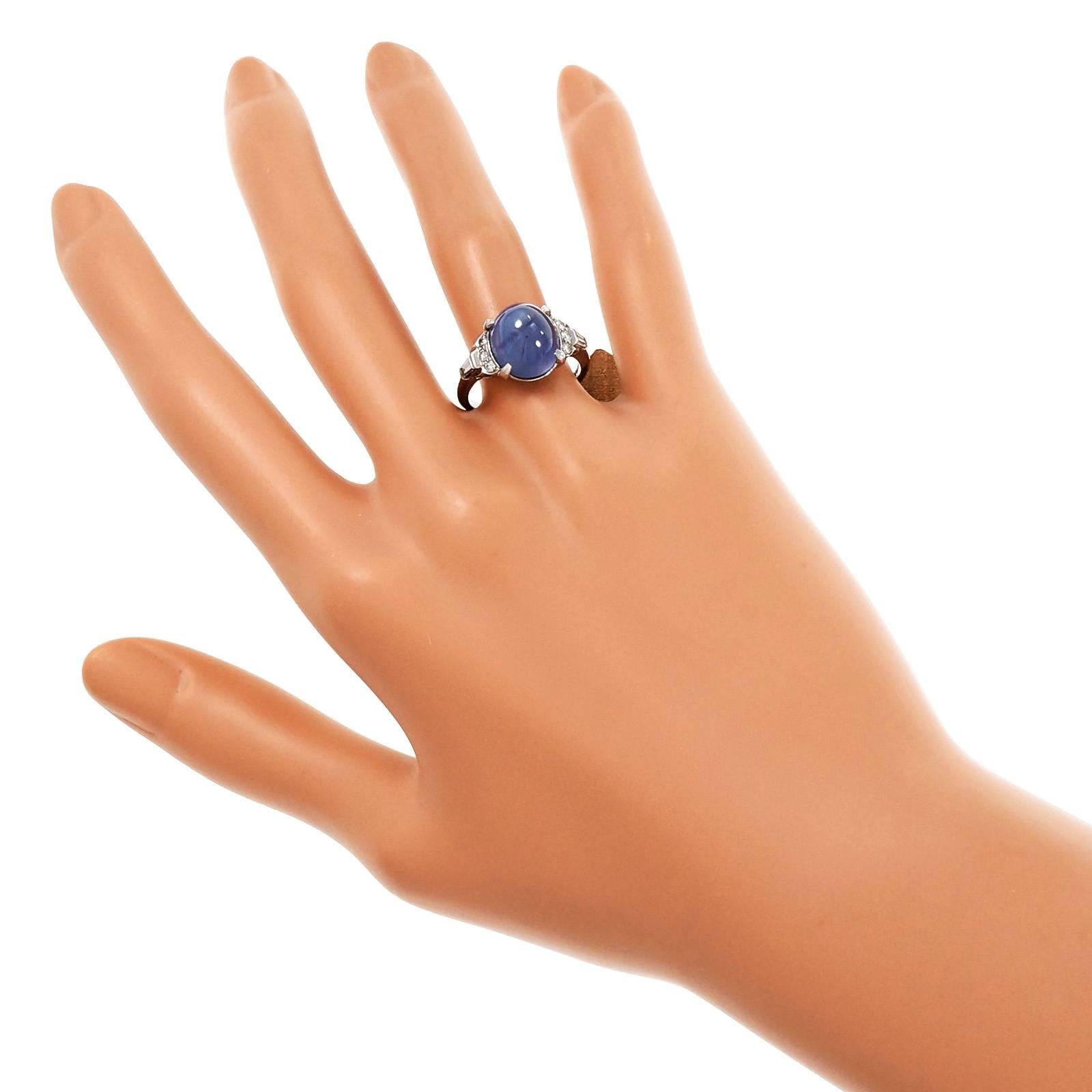 Lambert Brothers Platinring mit 9,80 Karat Sternsaphir und Diamant 1