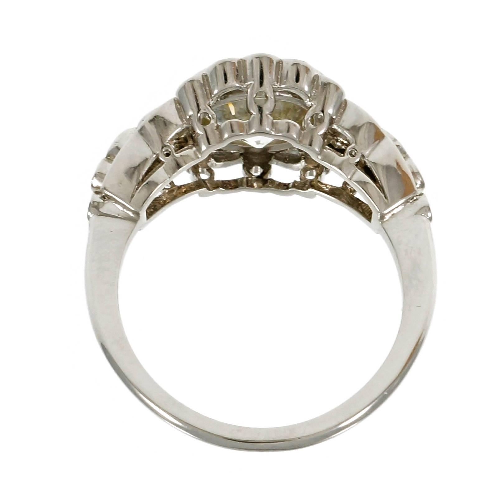 2.05 Carat Diamond European Cut Art Deco Platinum Engagement Ring  1