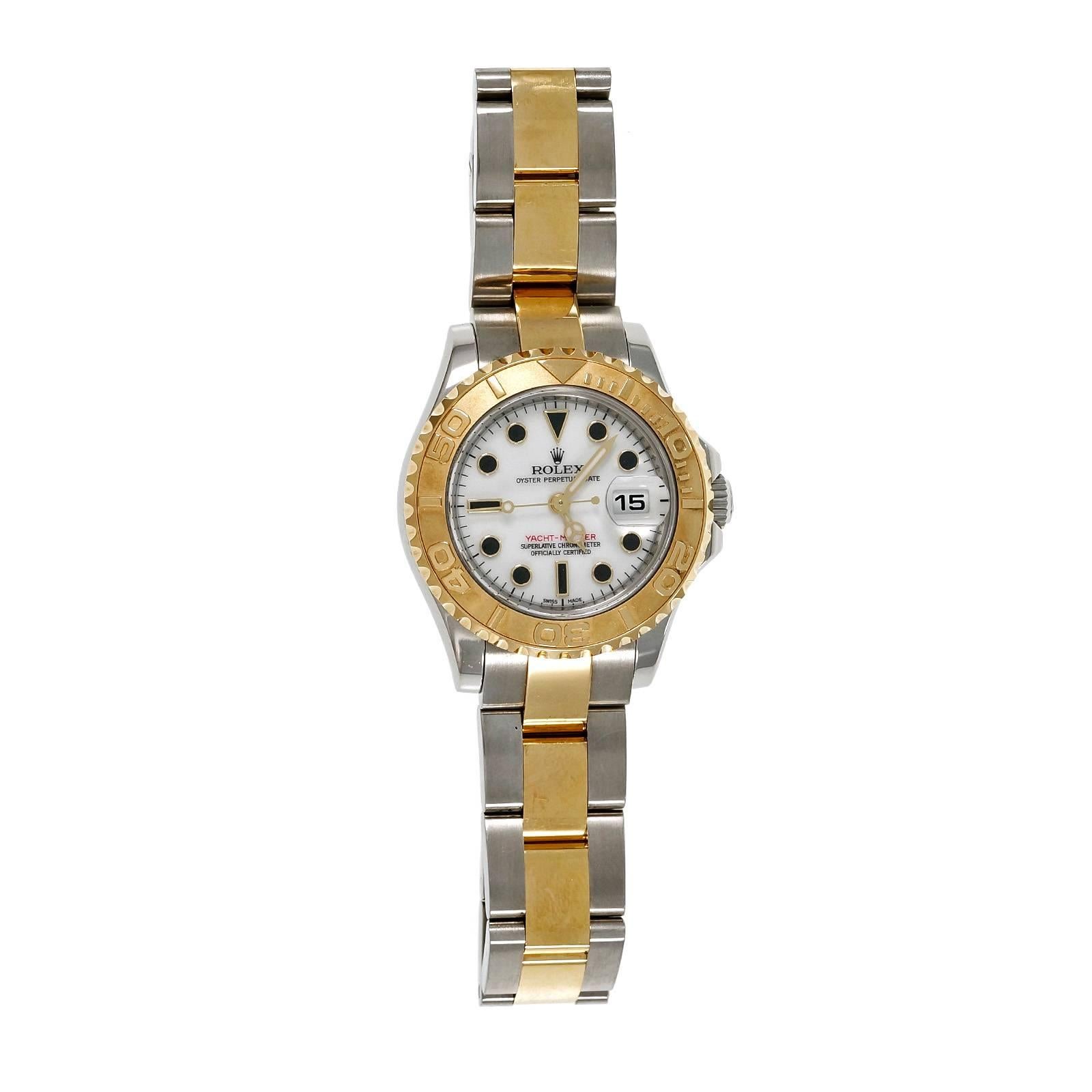 Rolex Ladies Gold Steel Yacht-Master Wristwatch Ref 169263  In Good Condition In Stamford, CT