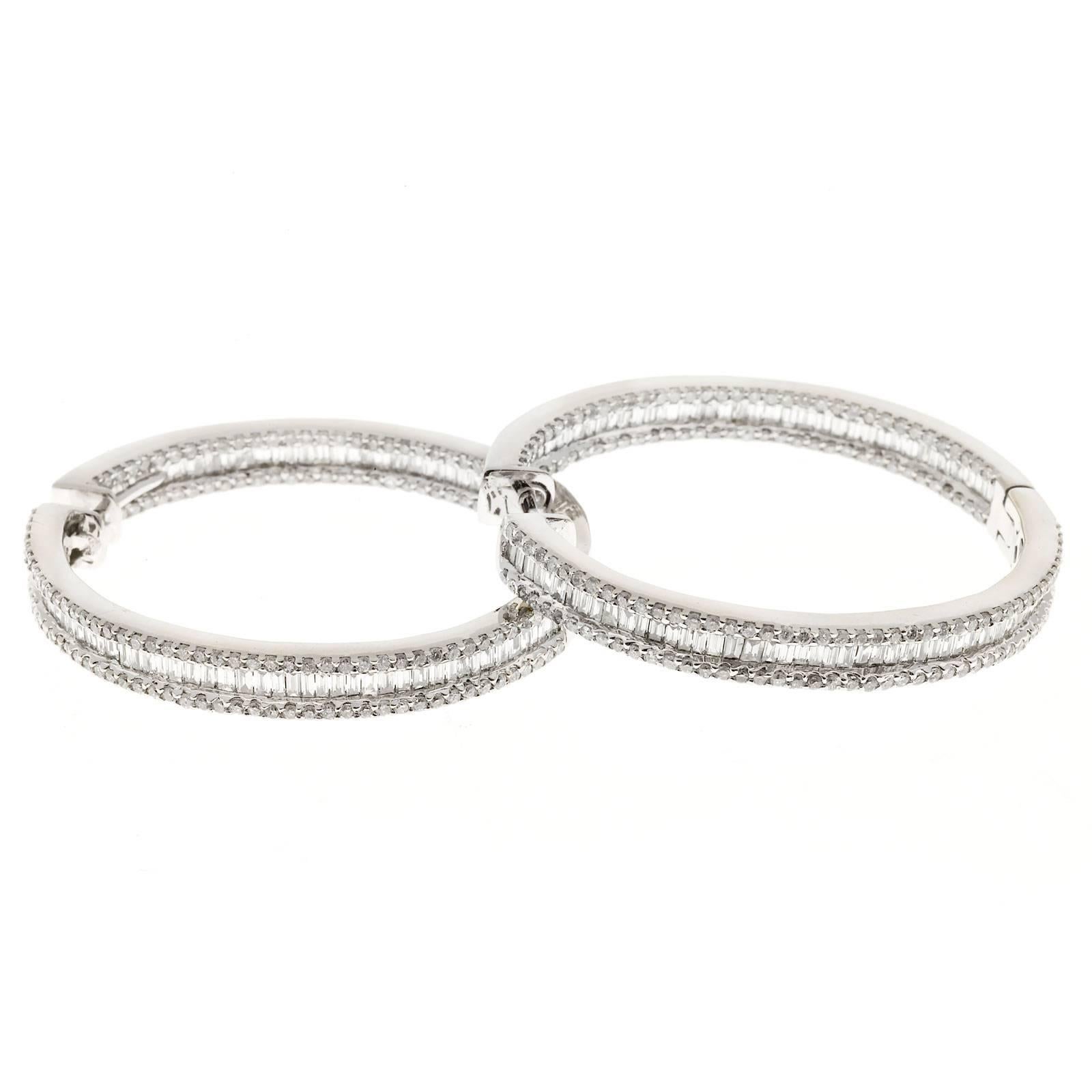 diamond baguette hoop earrings