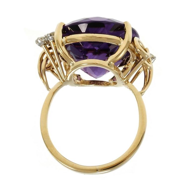 Large Oval Amethyst Diamond Gold Cocktail Ring at 1stDibs amethyst
